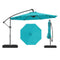 10 Feet Solar Offset Hanging Umbrella with Base and 32 LED Lights-Turquoise