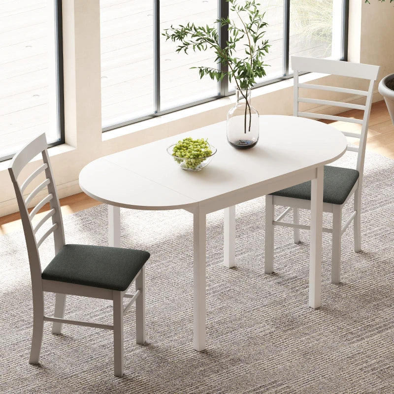 Solid Wood Kitchen Table, Drop Leaf Tables for Small Spaces, Folding Dining Table, White