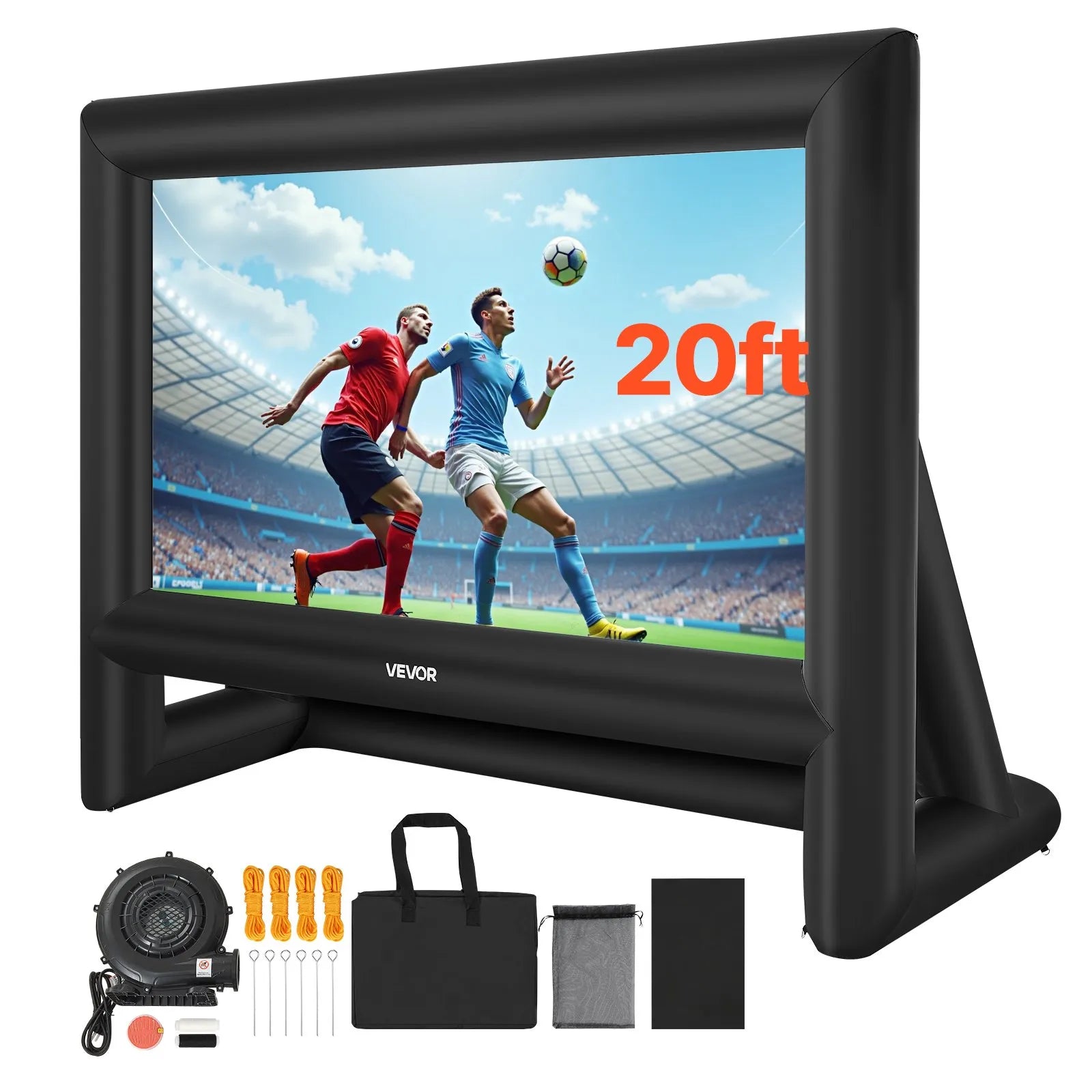 VEVOR 20 ft Inflatable Movie Screen 16:9 600D Movie Projection with Portable Bag