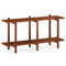 2-Tier Wood Bookshelf Low Horizontal Rubberwood Bookcase for Display-Walnut