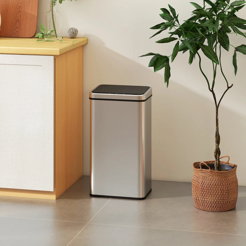 13.2 Gallon Automatic Garbage Can with Soft-Close Lid, Touchless Trash Can with Fingerprint Resistant Stainless Steel
