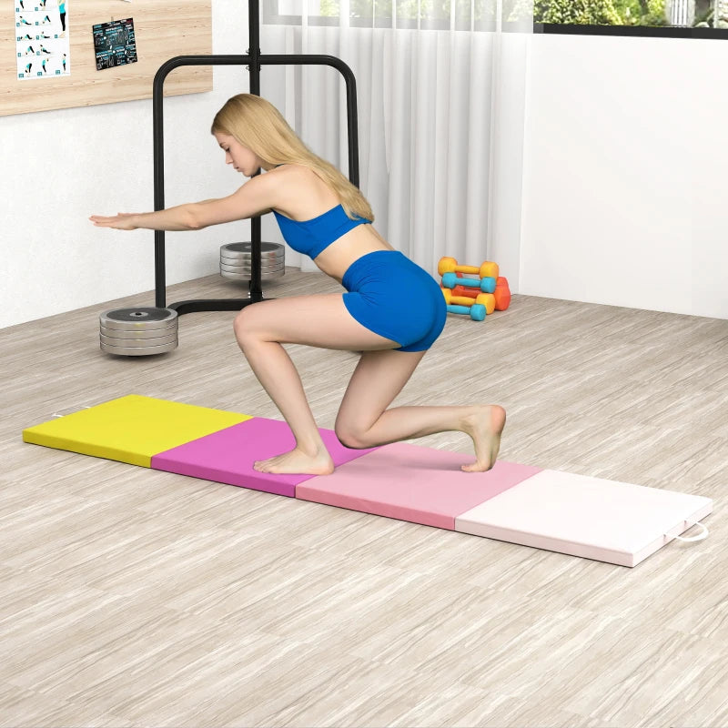 Soozier 8ft Folding Gymnastics Mat, Thick Exercise Mat with Carry Handles for Home Gym Yoga Aerobics Fitness Training