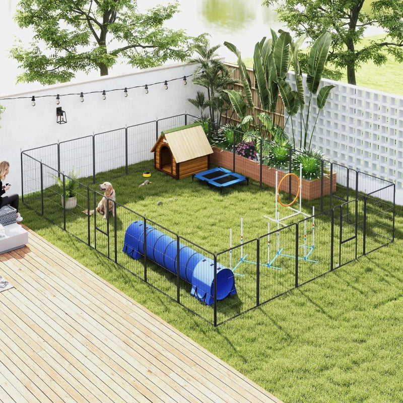 24 Panels 39" Height Heavy Duty Dog Playpen for Small Medium Large Dogs, Grey