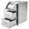 VEVOR 17W x 30H x 21D Inch Outdoor Kitchen Stainless Steel Double Access Drawers with Paper Towel Holder Combo for BBQ Island or Grill Station