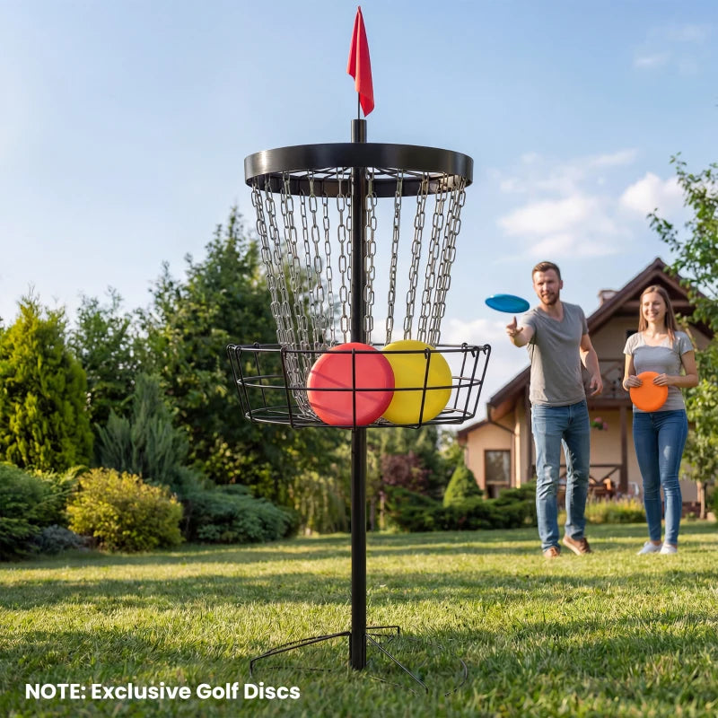 Soozier 24-Chain Portable Practice Basket for Disc Golf Target Stand, Lightweight Basket w/ Carry Bag Black and Silver