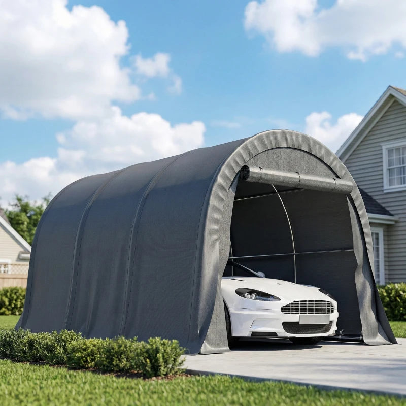 10' x 15' Heavy Duty Carport, Portable Garage Car Canopy Tent Shelter with Reinforced Galvanized Frame, Dark Grey