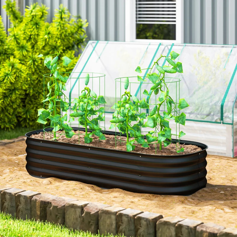 4.9 x 2 x 1ft Galvanized Raised Garden Bed Kit, Metal Planter Box with Safety Edging, Black