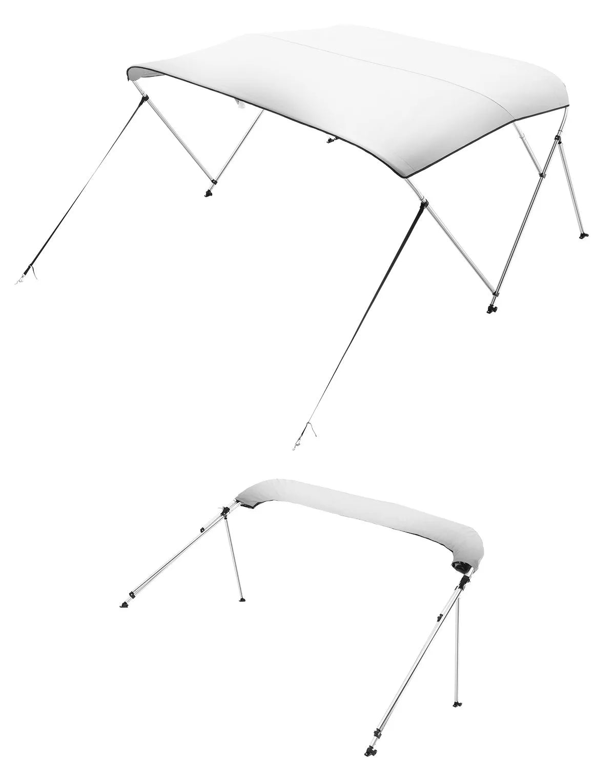 VEVOR 3 Bow Boat Bimini Tops 6'Lx(67"-72")W x 46"H Awning Canopy Light Grey
