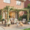 10' x 13' Wooden Pergola, Outdoor Pergola Gazebo Grape Trellis with Triangle Supports, Concrete Anchors, Nature Wood