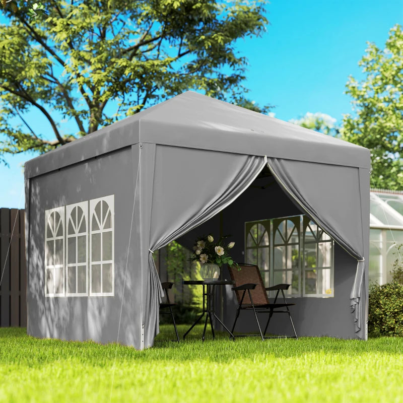 10'x10' Outdoor Pop Up Party Tent Wedding Gazebo Canopy with Carrying Bag (Light Grey)