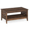2-Tier Farmhouse Coffee Table with Open Shelf and Woven Decorations for Living Room-Rustic Brown