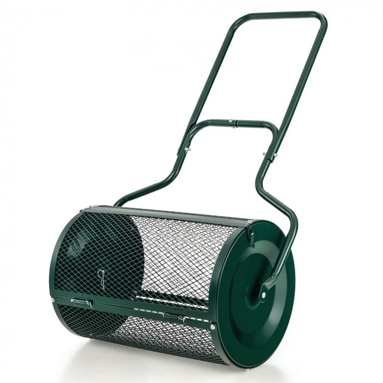 24-Inch Peat Moss Spreader with Upgrade Side Latches and U-shape Handle-Green