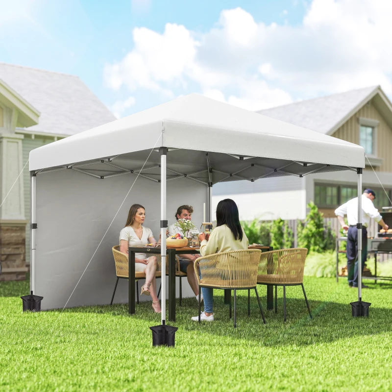 10' x 10' Pop Up Canopy with Sidewalls, Roller Bag, Height Adjustable Instant Tent for Outdoor, Garden, Patio, White