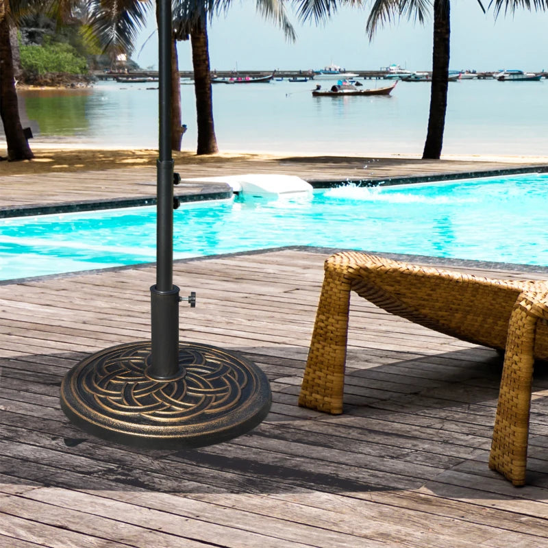 25 lb Heavy Duty Patio Umbrella Base, Round Market Umbrella Stand for Outdoor, Deck, Backyard, Garden, Bronze