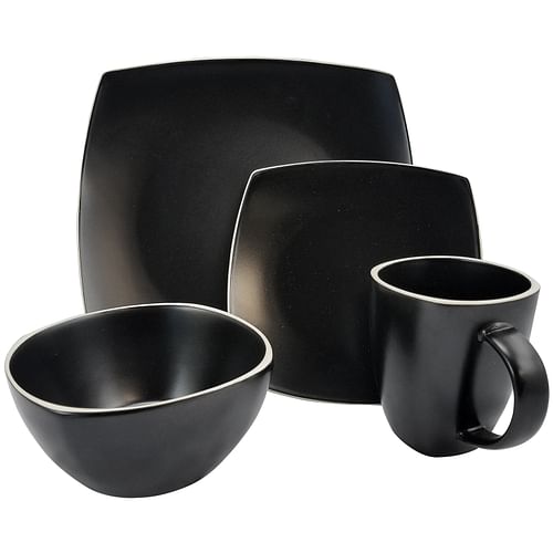 Gibson Soho Lounge Matte 16-Piece Dinnerware Set, Black - Free Shipping