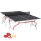 Soozier 9' x 5' Full Size Table Tennis Table, Folding Ping Pong Table with Paddles and Balls, Dark Grey