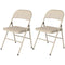 Set of 2 Metal Foldable Chairs, Linen Fabric Padded Folding Chairs with Cushion Seat and Open Back for Indoor, Beige