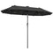 10ft Double-Sided Patio Umbrella with 35 LED Lights, 12 ribs, Extra Large Outdoor Parasol with Twin Canopy, Dark Grey