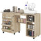 Sewing Machine Table with Drop Leaf, Folding Craft Table Rattan Door and Storage Shelves for Small Spaces, Natural