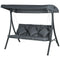 3-Person Patio Swing Chair, Outdoor Porch Swing Bench with Adjustable Canopy, Cushioned Seat, Dark Grey