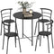 5 Piece Dining Table Set, Space Saving Round Dining Set for 4 with Metal Frame for Small Spaces, Black Wood Grain