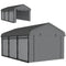 10' x 15' Metal Carport, Heavy Duty Garage Car Shelter with Galvanized Metal Roof and Removable Sidewalls, Light Grey