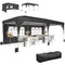 10 x 20 ft Pop Up Canopy Tent with Reflective Strips, UPF 50+ Easy up Instant Canopy with 6 Sandbags, Black