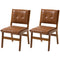 Set of 2 Kitchen Chairs, Button Tufted PU Leather Upholstered Dining Chairs with Rubberwood Legs for Dining Room, Brown