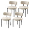 4 Pieces Kitchen Chairs, Modern Dining Chairs w/ Berber Fleece Upholstery and Steel Legs for Living Room, Beige