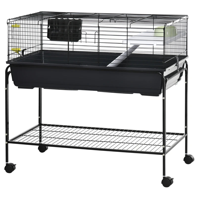 Small Animal Cage Deluxe Pet Habitat Rolling Rabbit Hutch for Bunny Guinea Pig Pet Mink Chinchilla