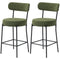 Set of 2 Barstools, Upholstered Corduroy Bar Stools with Backrest, Footrest for Kitchen Island, Dining Room, Green