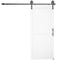 32inx84in Barn Door with 6FT Sliding Door Hardware Kit, Handle, Upgraded Rollers and Floor Guide, Waterproof, White