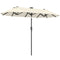 10ft Double-Sided Patio Umbrella with 35 LED Lights, 12 ribs, Extra Large Outdoor Parasol with Twin Canopy, Beige