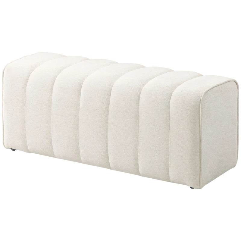 43" Upholstered Bedroom Bench Modern End of Bed Bench Load up to 485 lbs for Bedroom Hallway Living Room Cream White