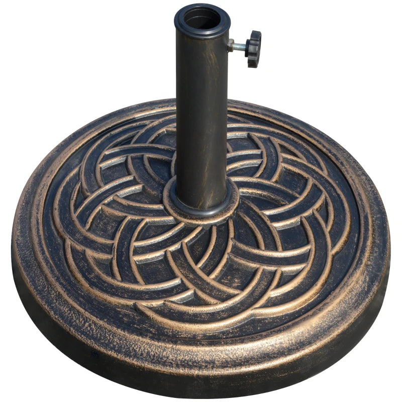25 lb Heavy Duty Patio Umbrella Base, Round Market Umbrella Stand for Outdoor, Deck, Backyard, Garden, Bronze