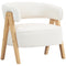 Sherpa Fleece Accent Chair, Upholstered Armchair with Solid Wood Legs and Steel Frame for Living Room, White