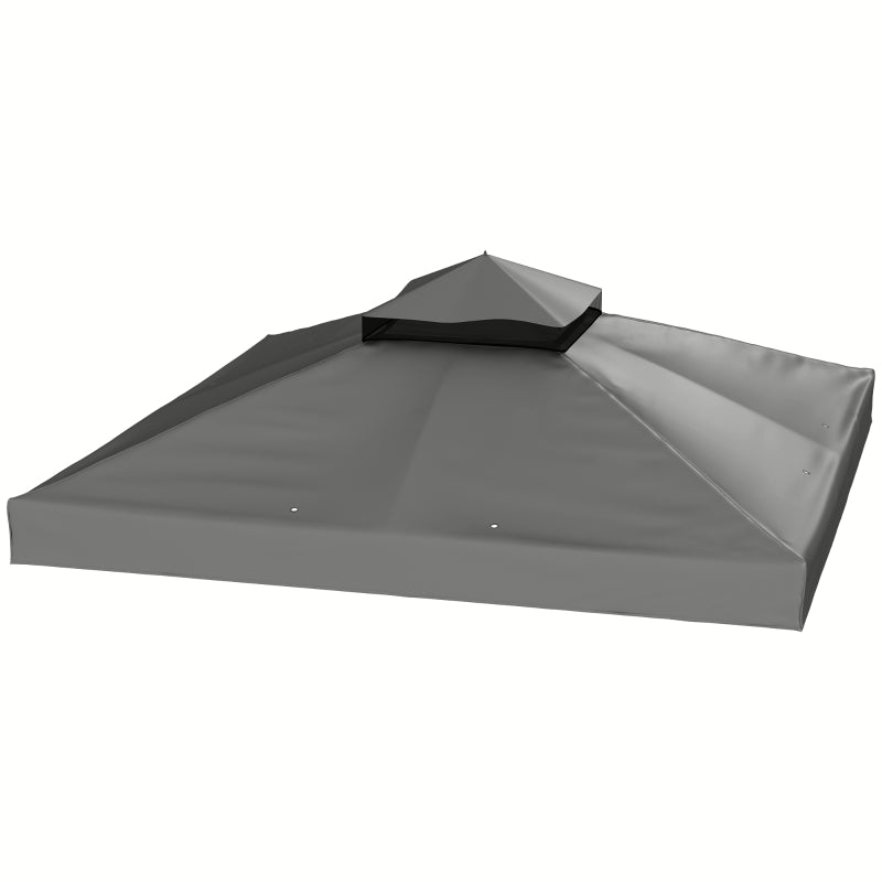 10' x 10' Gazebo Canopy Replacement Cover, 2-Tier Garden Gazebo Roof Replacement, UPF30+, TOP COVER ONLY, Dark Grey