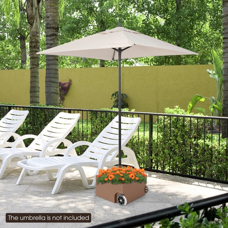 150 Pounds Patio Umbrella Base Stand Wheels Planter Outdoor-Coffee