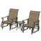 3PCs Gliding Rocking Chair & Bistro Tea Table Set, Brown
