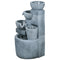 Solar Powered Outdoor Water Fountain, 4-Tier Floor Standing Resin Cascading Bowls Waterfall Fountain with LED Lights