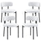 4 Pieces Kitchen Chairs, Modern Dining Chairs w/ Berber Fleece Upholstery and Steel Legs for Living Room, Cream White
