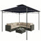 10' x 10' Gazebo, Soft Top Outdoor Gazebo with 2-Tier Roof, Metal Frame, Navy Blue