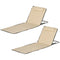 2 Pieces Beach Lounge Chair, Outdoor Folding Chaise Lounge Set w/ Pillow for Sunbath, Snap, Beige