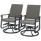 Set of 2 Rattan Patio Glider, Wicker Outdoor Glider Swivel Chair with Steel Frame, High Back for Backyard Porch, Grey