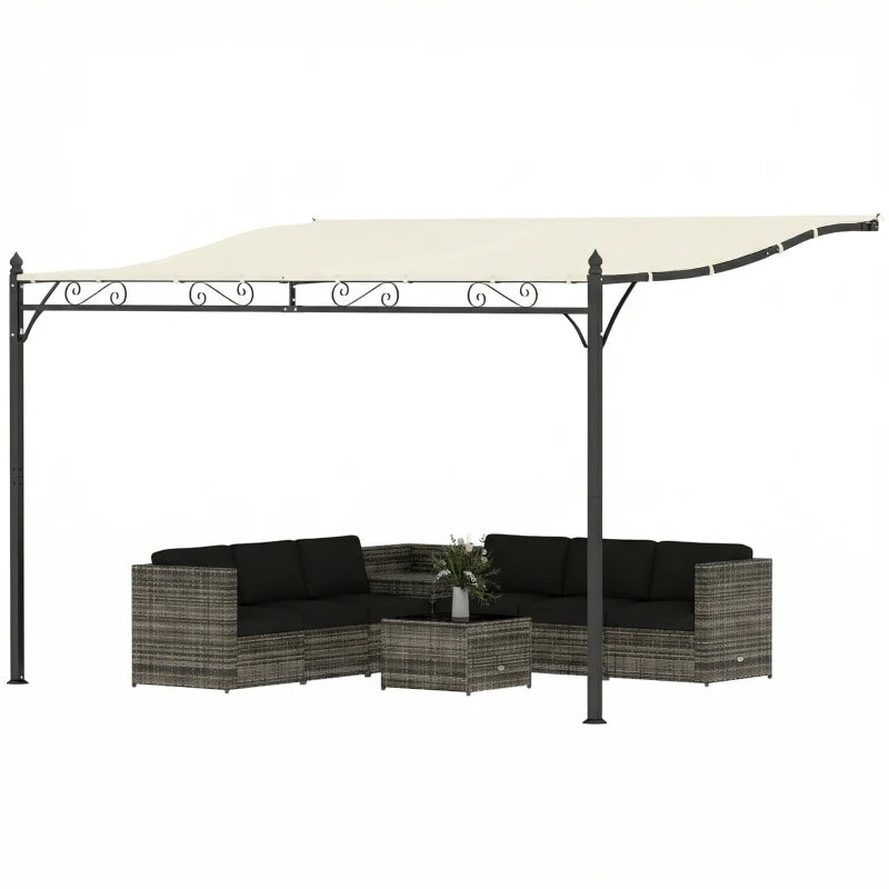 11.5' x 8.2' Outdoor Pergola, Wall Mounted Lean to Pergola with Metal Frame, UPF30+, Garden Gazebo