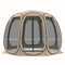11' x 11.5' Screen Tent, Pop Up Camping Gazebo with Portable Carry Bag and 2 Doors, Beige