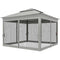 11' x 11' Pop Up Canopy 2-Tier Soft Top Shelter Event Tent w/ Netting Carry Bag for Patio Backyard Garden, Light Grey