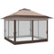12' x 12' Foldable Pop-up Party Tent Instant Canopy Sun Shade Gazebo Shelter with Steel Frame, Khaki