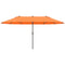 15' Outdoor Patio Umbrella with Twin Canopy Sunshade Steel Table Umbrella with Lift Crank Orange