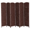 6ft Folding Room Divider, 6 Panel Wall Partition with Wooden Frame for Bedroom, Home Office, Brown
